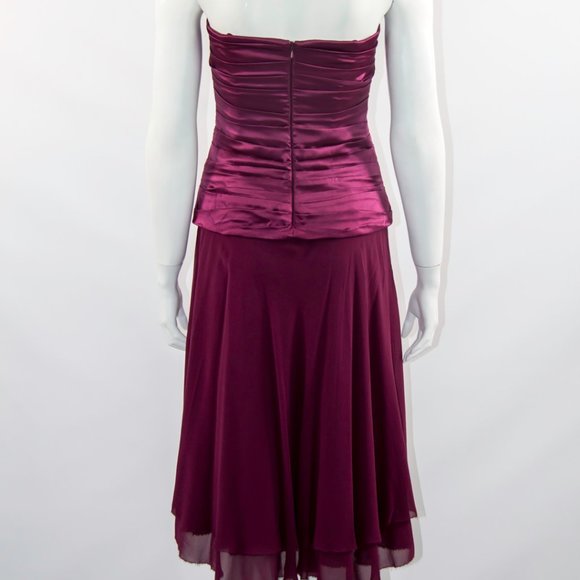 NICOLE MILLER Silk Burgundy Strapless Dress Cocktail Party Sz 8 - Picture 4 of 5